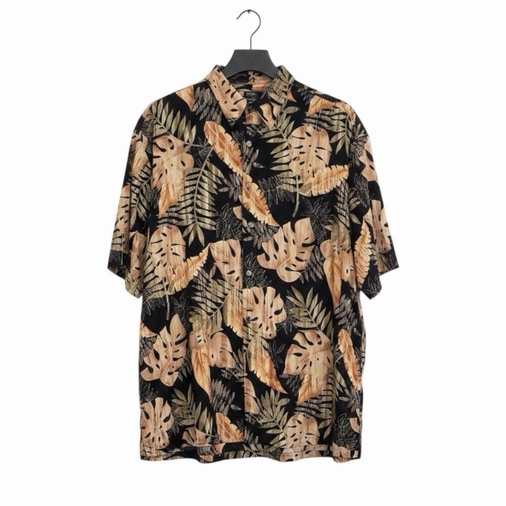 Tori Richard Lawn Cotton Hawaiian Button Down Shirt Leaf Print L